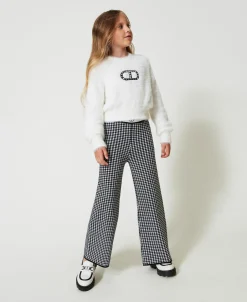 Pantaloni In Maglia Jacquard Pied De Poule