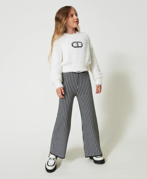 Pantaloni In Maglia Jacquard Pied De Poule