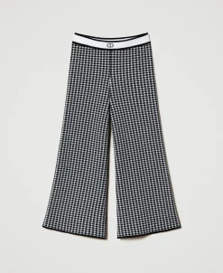 Pantaloni In Maglia Jacquard Pied De Poule
