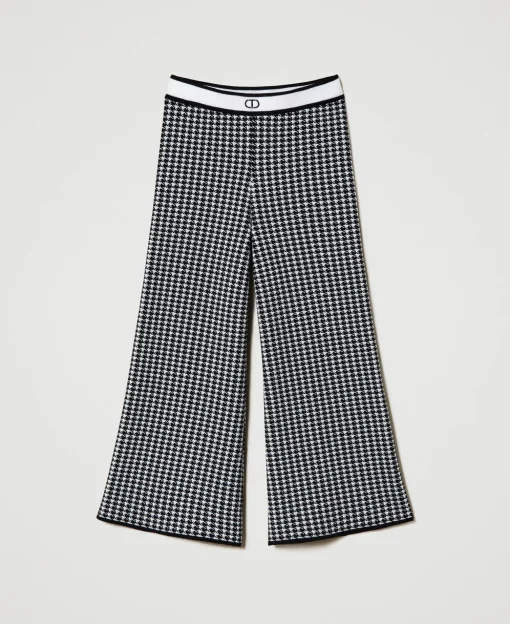 Pantaloni In Maglia Jacquard Pied De Poule