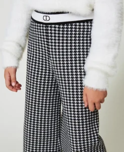 Pantaloni In Maglia Jacquard Pied De Poule