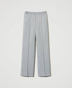Pantaloni In Misto Lana Con Piega