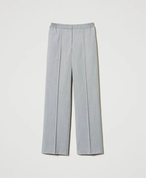 Pantaloni In Misto Lana Con Piega