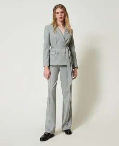 Pantaloni In Misto Lana Con Piega