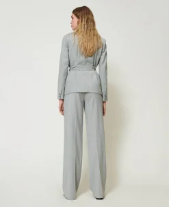 Pantaloni In Misto Lana Con Piega