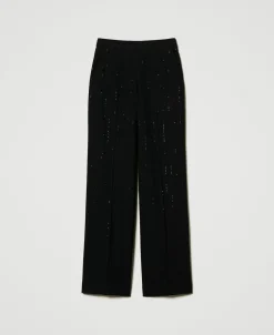 Pantaloni In Panno Con Paillettes