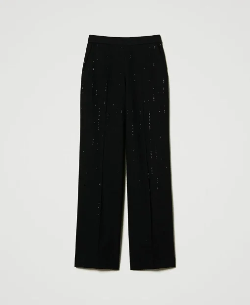 Pantaloni In Panno Con Paillettes