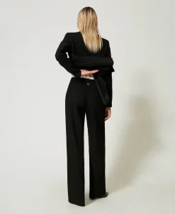 Pantaloni In Panno Con Paillettes