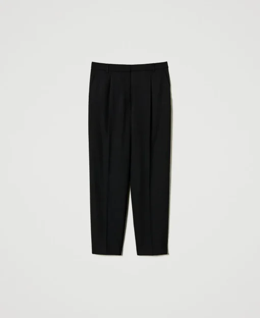 Pantaloni In Serge Misto Lana