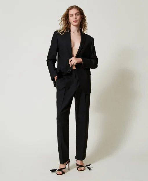 Pantaloni In Serge Misto Lana
