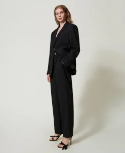 Pantaloni In Serge Misto Lana