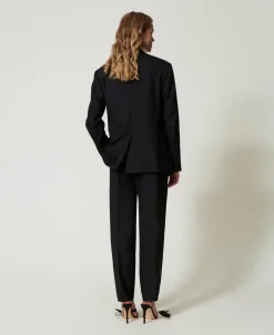 Pantaloni In Serge Misto Lana