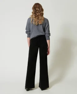 Pantaloni In Velluto Con Bottoni