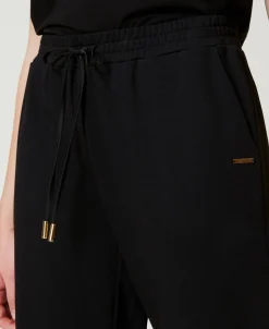 Pantaloni Joggers In Felpa Con Raso
