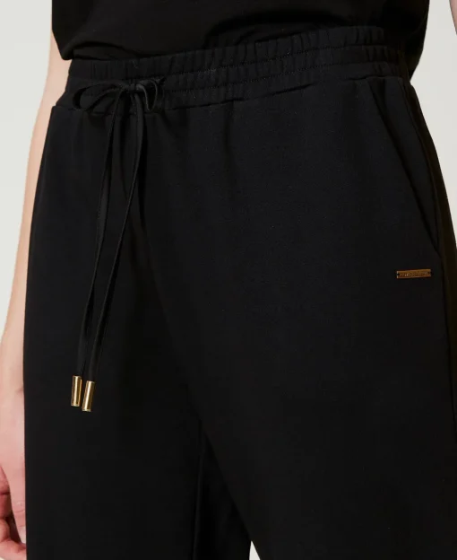Pantaloni Joggers In Felpa Con Raso