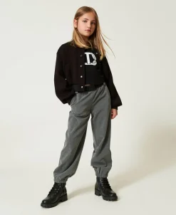 Pantaloni Joggers In Flanella Con Cintura