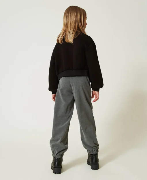 Pantaloni Joggers In Flanella Con Cintura