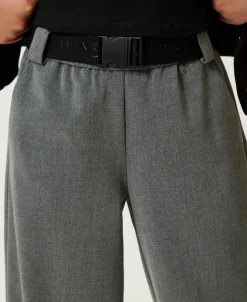 Pantaloni Joggers In Flanella Con Cintura