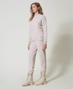 Pantaloni Joggers In Maglia Misto Lana E Lurex