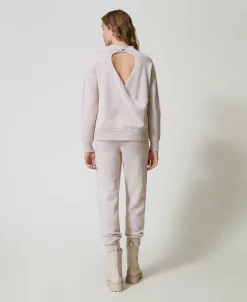 Pantaloni Joggers In Maglia Misto Lana E Lurex