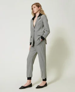 Pantaloni Joggers In Pied De Poule