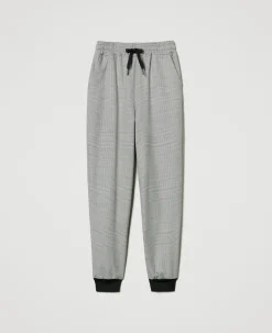 Pantaloni Joggers In Pied De Poule