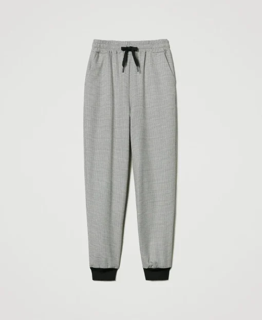 Pantaloni Joggers In Pied De Poule
