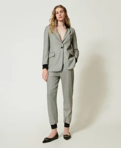 Pantaloni Joggers In Pied De Poule