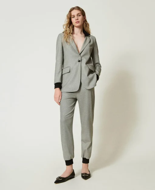 Pantaloni Joggers In Pied De Poule