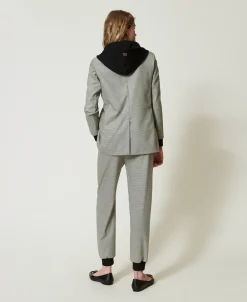 Pantaloni Joggers In Pied De Poule