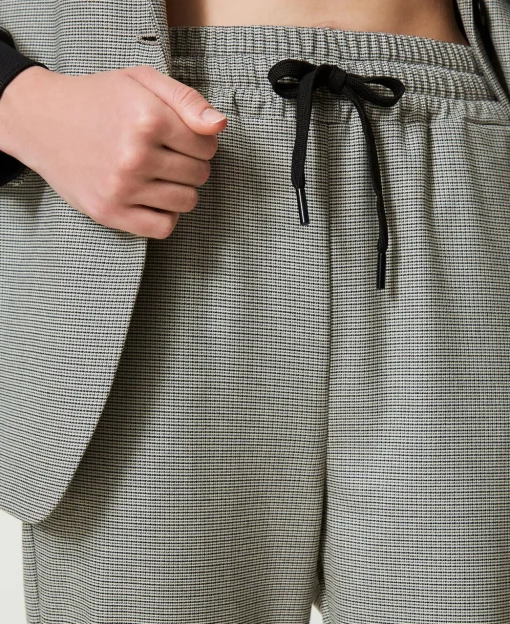 Pantaloni Joggers In Pied De Poule