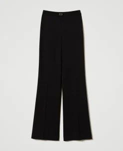 Pantaloni Straight Leg Con Cinturino Oval T