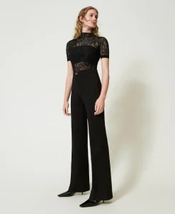 Pantaloni Straight Leg Con Cinturino Oval T
