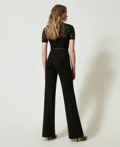 Pantaloni Straight Leg Con Cinturino Oval T