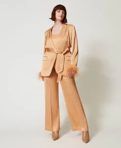 Pantaloni Straight Leg In Raso