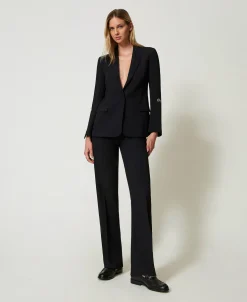 Pantaloni Straight Leg In Crêpe Cady