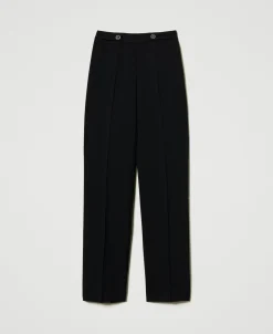 Pantaloni Straight Leg In Crêpe Cady