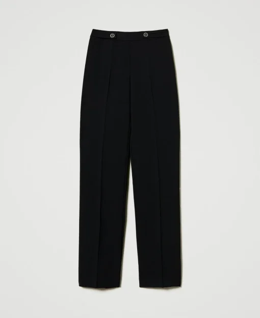 Pantaloni Straight Leg In Crêpe Cady