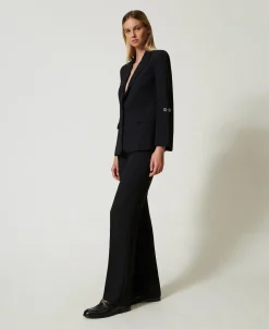 Pantaloni Straight Leg In Crêpe Cady