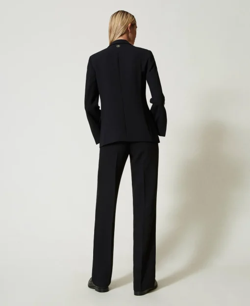 Pantaloni Straight Leg In Crêpe Cady