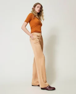 Pantaloni Straight Leg In Raso