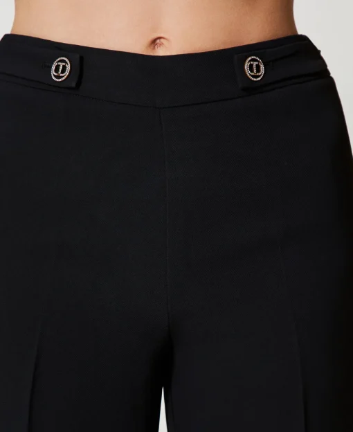 Pantaloni Straight Leg In Crêpe Cady