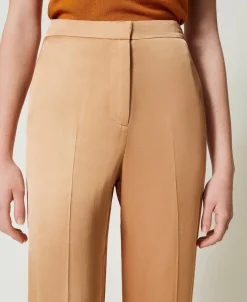 Pantaloni Straight Leg In Raso