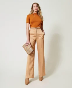 Pantaloni Straight Leg In Raso
