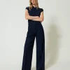 Pantaloni Wide Leg Gessati Lurex