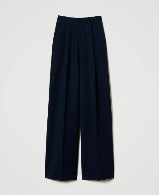 Pantaloni Wide Leg Gessati Lurex