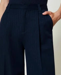 Pantaloni Wide Leg Gessati Lurex
