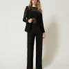 Pantaloni Wide Leg In Pizzo Macramè