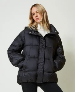 Piumino In Nylon Jacquard Rigato