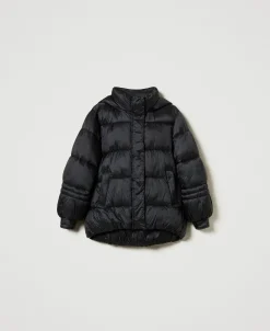 Piumino In Nylon Jacquard Rigato